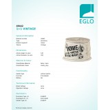 EGLO 49442 | Vintage-1+1 Eglo sjenilo sijenilo E14 / E27 drap, sivo