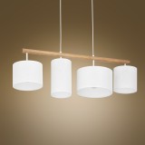 TK LIGHTING 4106 | Deva-TK Tk Lighting visilice svjetiljka s mogućnošću skraćivanja kabla 4x E27 bijelo, drvo