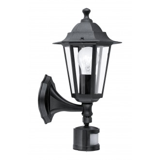 EGLO 22469 | Laterna8 Eglo zidna svjetiljka sa senzorom 1x E27 IP44 crno, prozirna
