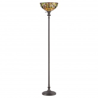 ELSTEAD QZ-KAMI-UL | Kami-EL Elstead podna svjetiljka 177,8cm sa prekidačem na kablu ručna izrada 1x E27 brončano smeđe, višebojno