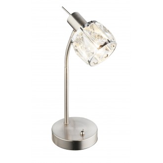 GLOBO 54356-1T | Kris-Indiana-Mero Globo stolna svjetiljka s prekidačem fleksibilna 1x E14 krom, poniklano mat, prozirno